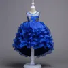 2019 Flower Girls Dress Tulle Ball Wedding Beads Perline di pizzo Tiered Pageant Summer Princess Abiti da festa Abiti da ballo