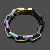 Fashion New Arrive Men Bracciale in acciaio al titanio 316L inciso a quattro foglie con fiore colorato placcato in oro 18 carati