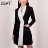 [DEAT] 2020 Office Lady Style Femmes Blazer Manteau Manches Longues Colorblock Higu Qualité Sauvage Entaillé Taille Nouveau Design De Mode LJ201021