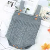 Infant Baby Knitted Romper Girls Boys Autumn Winter Suspender With Cute Tail Ball Pants Clothes 210429