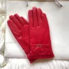 Ladies Gloves Sheep Leather Velvet Autumn Winter Warm Lace Button Short Style Fashion Yellow Orange Wholesale1