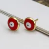 S2797 Fashion Jewelry Evil Eye Stud Earrings for Women Drop Glaze Rounded Oval Blue Eye Earrings