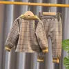 1-5 anni Baby Boy Abbigliamento Set Primavera Autumn Moda Cappotto + Camicia + Pantaloni 3pcs Abiti Toddler Tracksuit Cotton Children Wea 211224