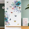 Autocollants muraux peints à fleurs et papillons, sparadrap de décoration amovibles pour salon, chambre à coucher, porche, décoration de maison romantique, 6360136