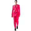 Pink Women Prom Pants Suits Long Sleeve Blazer Wide Led Sets Lady Special Occasion Wear Evening Party Outfit