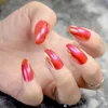 Valse nagels kameleon spiegel acryl nagel rode korte stiletto full wrap tips salon manicure tool prud22