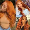 Lace Wigs 180% Ginger Orange Brazilian Lace Front Wig Wavy Copper Red Synthetic Wigs Pre Plucked Hairline for Women