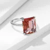 Diaspore Sultanit Gemstone Yüzükler Kadınlar Için Gerçek 925 Ayar Gümüş Zümrüt Kesim Nişan Promise Güzel Takı