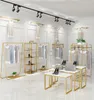 Clothing store display rack floor combination gold women's cloth shop shelf iron hanging clothes racks