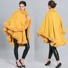 Mode artisanat pleine garniture fausse Rex fourrure de lapin Cape manteau en vrac tricot cachemire manteau châle femmes automne hiver nouveau Pallium vêtements d'extérieur 202984893