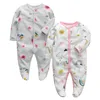 Newborn Baby Boys Girls Sleepers Pajamas Babies Jumpsuits 2 PCS/lot Infant Long Sleeve 0 3 6 9 12 Months Clothes LJ200827