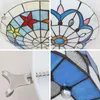 Pastoral Tiffany Glass Ceiling Lamp Handmade Light Hotel Cafe Bar Kids Bedroom Nursery Kindergarten Mediterranean Style Lighting