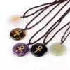 Pietra naturale Incidere Anka Croce Simbolo Ciondolo Reiki Healing Crystal Gioielli religiosi Collana con ciondolo moda per uomo e donna