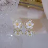 Yeni Gelmesi Küpe Kadınlar Için Basit Hollow Çiçek Charm Akrilik 14 K Gerçek Altın Saplama Küpe Kız Lady Takı Kolye Hediye