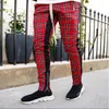 Mężczyzna Retro Plaid Szkocki Wzór Spodnie High Street Hip Hop Casual Loose Long Pant Mężczyzna Elastyczna Talia Zamek