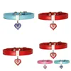 Diamond Heart Bell Moda Pu Deri Köpek Kedi Yakaları Küçük Köpekler Boyun Ayarlanabilir Kayış 39 P2