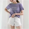 Korean söt brev tee skjorta femme hipster harajuku lurex kvinnor kläder kawaii damer kort ärm t shirt kvinnor toppar b-052 t200525