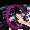 Luxo Cristal Roxo Vermelho Carro volante Capas Diamante Rhinestone Car Cobertor Acessórios de volante para mulheres