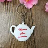 100PCS Wedding Favors Love is Brewing Teapot Measuring Tape Keychain Portable Mini Key Chain in Organza Bag with Tag Practical Gift