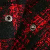 NSZ donna rossa pied de poule oversize giacca di tweed moda autunno plaid misto lana cappotto con cintura nappa tuta sportiva a quadri chaqueta LJ201021