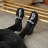 Echte vrouwen platte lederen schoenen informele ronde teenkoe zwart maat 220209