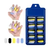 Scatola blu punte complete per unghie ballerina lunga unghie finte manicure tinta unita punta finta bara colorata