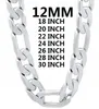 Solid 925 Sterling Silver Necklace For Men Classic 12mm Cuban Chain 1830 Inches Charm High Quality Fashion Jewelry Wedding 2202221465691