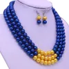 Abadon Newest Fashion Handmade Blue Yellow Multi Strand Layers Pearl Choker Statement Necklaces Sigma Gamma Rho Symbol Jewelry Y20275F