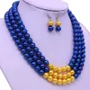 Abadon Newest Fashion Handmade Blue Yellow Multi Strand Layers Pearl Choker Statement Necklaces Sigma Gamma Rho Symbol Jewelry Y200730