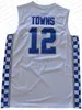 Karl-Anthony Towns Jersey Kentucky Wildcats Blue White Dikiş Herhangi bir İsim Numarasını Özelleştir Erkek Kadın Gençlik Basketbol Forması
