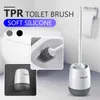 brosse de toilette en silicone avec support