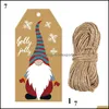 Świąteczne dekoracje świąteczne imprezowe dostawy ogrodowe Kraft Papier Tagi styl Drukowane Etykiety Dekoracyjne Santa Claus Retro Cartoon Drop D