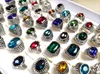 Bulk lots 30pcs Multi-styles Mix Big Zircon Stone Silver Rings for Women Vintage Mens Luxury Antique Crystal Rings Whole Weddi218C