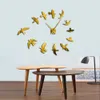 1 Pièce 3D Fly Oiseaux Miroir Grand Sticker Mural Animal Sans Cadre DIY Temps Géant Énorme Design Moderne Horloge Montre Décor 201212