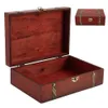 Hot legno vintage serratura scrigno del tesoro scatola di immagazzinaggio di gioielli caso organizzatore anello regalo LJ200812