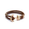 j Simple Creative Fashion Men's Boat Anchor Leather Rope Bracelet Lovers Accessories