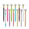 Stylo à bille Kawaii en verre cristal, gros stylo à bille avec grand diamant, fournitures scolaires et de bureau