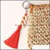 Keychains Fashion Accessories 1pc Boho Style Colorf Keychain Shandmade Shell med lång Tassel Alloy Keyring för Women Girl Bag Gift E2281-E2