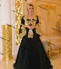 Siyah Kosova Arnavut Kaftan Abiye Vestidos Formales Altın Geleneksel Aplike Balo Elbise Robe De Soir￩e De Mariage