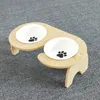 Cuencos elevados para mascotas para gatos y perros, alimentador elevado de madera para perros y gatos, alimentador de agua con 2 acero inoxidable Y200917