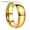 Gold Wedding Band Men Women Tungsten Couple Rings Dome Band High Polish 6MM 8MM Comfort Fit Record Name Date 2202093967693
