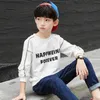 Мальчики футболки дети с длинным рукавом тройники топы одежда твердой хлопчатобумажной весной осень детская школа футболка 220216