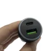 Snabbladdning QC 3.0 USB PD-billaddare 18W 36W Snabbladdning Type-C USB-C QC3.0 LED Light Up Auto Power Mini Adapter för Samsung iPhone 12 13 14 Smarttelefon