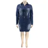 Robe deux pièces robe en jean sexy veste en jean + mini jupe grande taille mode solide 2 pièces ensembles plage fête soirée clubwear robe klw5406