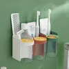 벽 탑재 칫솔 홀더 자기 흡입 투명 세척 컵 세트 치약 칫솔 구멍 무료 화장실 랙