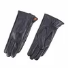Зимние натуральные кожаные женские перчатки с сенсорным экраном овчины термальный бельнсой черный теплый варежка полное пальца ручной перчатки