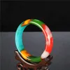 Natural Color Jade Bangle Bracelet Genuine Hand-Carved Charm Jadeite Jewelry Fashion Accessories Amulet for Men Women Lucky Gift LJ201020