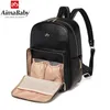 Baby-Wickeltasche Organizer PU-Leder Mode Mumie Mutterschaft Tasche Rucksack + Wickelunterlage + Wet Bag + Kinderwagengurte LJ201013