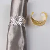 12pcs Hotel banquet western feather napkin ring Creative fashion diamond leaf napkin buckle Simple model paper towel ring T200523