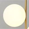 Lampada a sospensione a sfera in vetro bianco con 2 lampade Golden Fashion Camera da letto Ristorante Cafe Iron Art Droplights Moderni apparecchi di illuminazione creativa